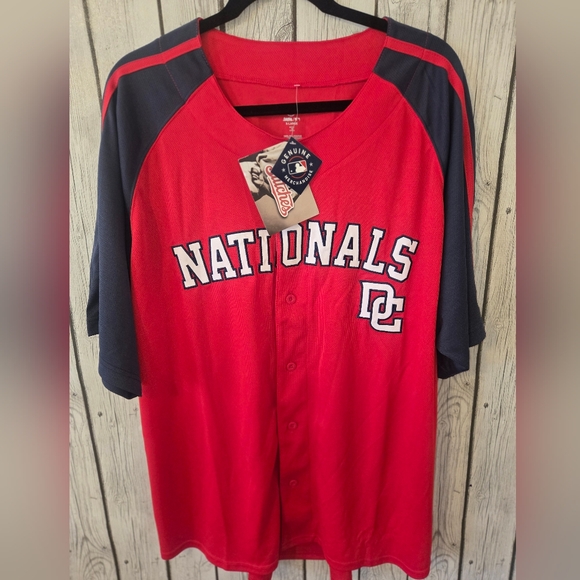 NWT Men's Washington Nationals Stitches Red Button-Down Jersey Size xl - Picture 1 of 6